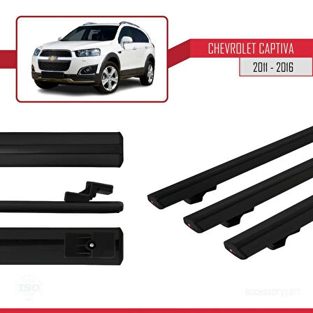 Chevrolet Captiva 2011-2015 Arası ile Uyumlu BASIC Model Ara Atkı Tavan Barı Siyah 3 Adet