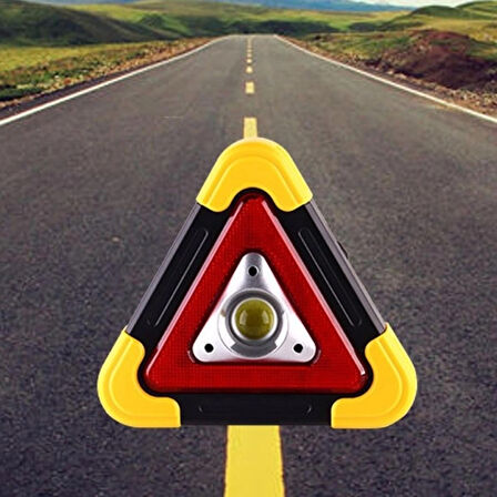 Şarjlı Üçgen Uyarı Lambası - 500 Lümen COB LED Çalışma Işığı, Acil Durum ve Tamir Lambası