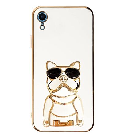 Gpack Apple iPhone Xr Kılıf Kamera Korumalı Köpek Desenli Standlı Silikon