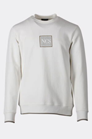 Erkek Sweatshirt Bisiklet Yaka Beyaz 1675 