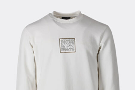 Erkek Sweatshirt Bisiklet Yaka Beyaz 1675 