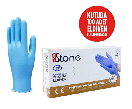 Stone Nitril Pudrasız Mavi Muayene Eldiveni 100' lü Paket Small