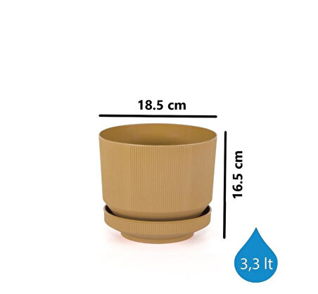 Omnipazar SO-S282 Dekoratif Tabaklı Lüks Çizgi Desenli Saksı 3.3 Litre