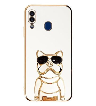Gpack Samsung Galaxy A20 Kılıf Kamera Korumalı Köpek Desenli Standlı Silikon