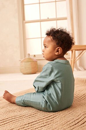 Next Baby Pamuklu Yeşil İşlemeli Bebek Tulum