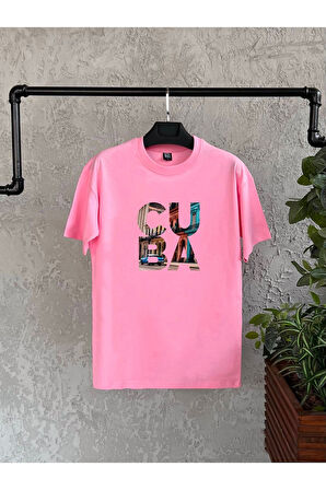 Cuba Baskılı Siyah Erkek Tshirt