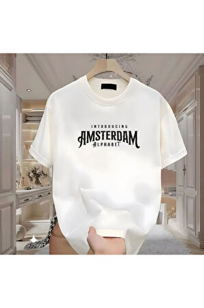 Amsterdam Baskılı Beyaz  Erkek Tshirt