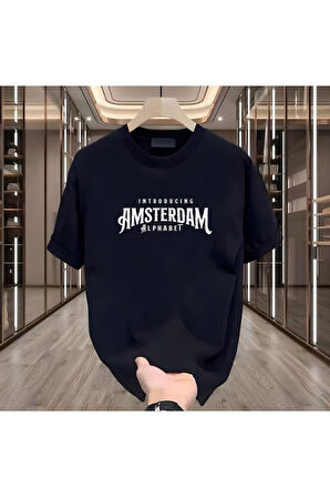 Amsterdam Baskılı Beyaz  Erkek Tshirt
