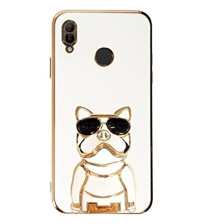 Gpack Huawei Y6 2019 Kılıf Kamera Korumalı Köpek Desenli Standlı Silikon