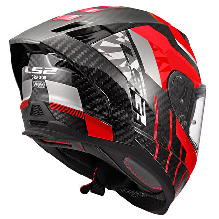 LS2 DRAGON KARBON TRAX KIRMIZI KASK