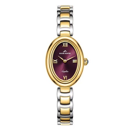 ROCHE MONTRE RML5024-03 SWISS MADE SAFİR CAM BORDO KADRAN ALTIN KAPLAMA KADIN KOL SAATİ