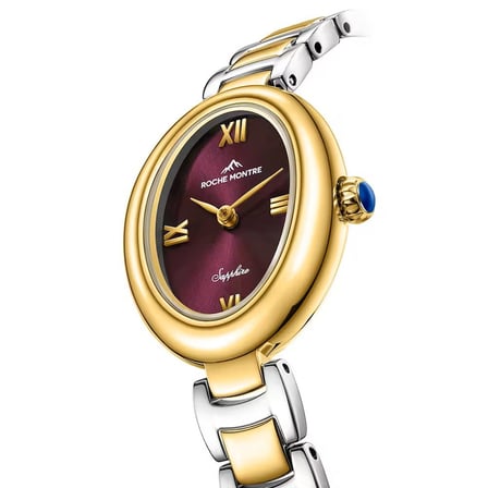 ROCHE MONTRE RML5024-03 SWISS MADE SAFİR CAM BORDO KADRAN ALTIN KAPLAMA KADIN KOL SAATİ