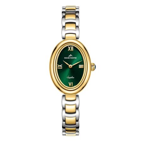 ROCHE MONTRE RML5024-05 SWISS MADE SAFİR CAM YEŞİL KADRAN ALTIN KAPLAMA KADIN KOL SAATİ
