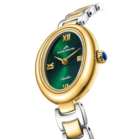 ROCHE MONTRE RML5024-05 SWISS MADE SAFİR CAM YEŞİL KADRAN ALTIN KAPLAMA KADIN KOL SAATİ