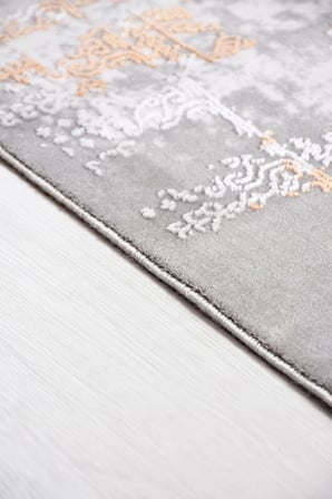 ANATOLIA HALI/ROOM-Gri/Beyaz/Turuncu - Özel Ölçü-Salon,Oturma Odası ve Koridor Halısı
