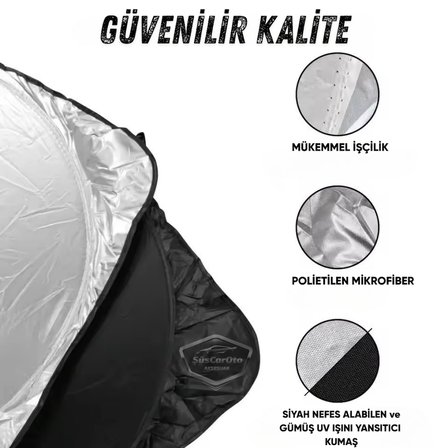 Oto Katlanabilir Premium Ön Güneşlik Ön Arka Cam Gölgelik Metalize Yeni Nesil Güneş Koruyucu Oto Araba Suv Tır 69 cm x 149 cm