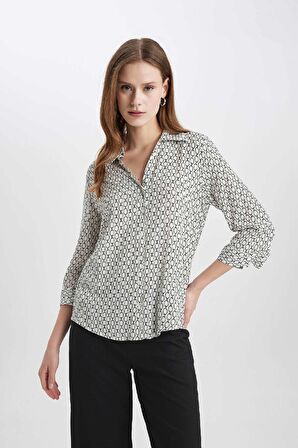 DeFacto Regular Fit Uzun Kollu Desenli Gömlek K6402AZ24SPWT34