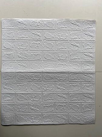 70x77cm(0,53m2) Kendinden Yapışkanlı Esnek Sünger Beyaz Tuğla Duvar Kağıdı Paneli