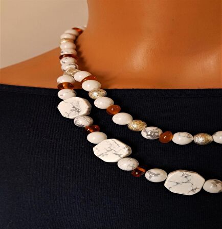 Havlit Kehribar İki Sıralı Kolye