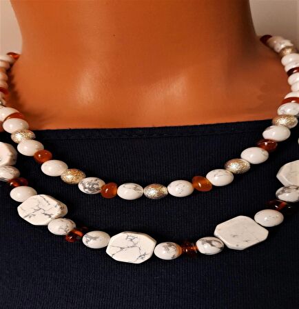 Havlit Kehribar İki Sıralı Kolye