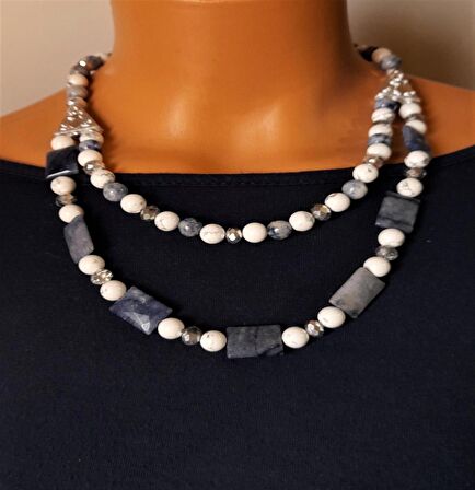 Havlit Sodalit İki Sıralı Kolye