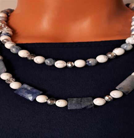 Havlit Sodalit İki Sıralı Kolye