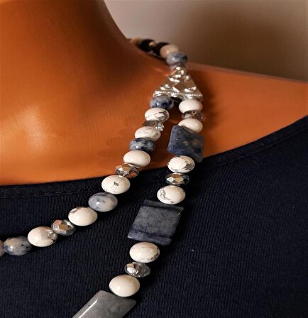 Havlit Sodalit İki Sıralı Kolye