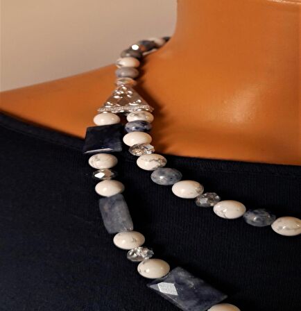 Havlit Sodalit İki Sıralı Kolye