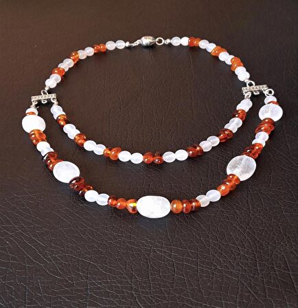 Kehribar Akik İki Sıralı Kolye