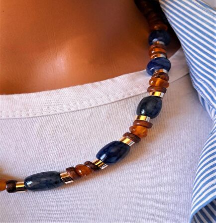 Akik Kehribar Ud Ağacı Kolye Bileklik Seti