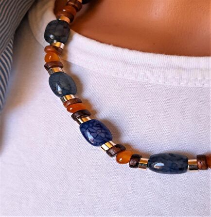 Akik Kehribar Ud Ağacı Kolye Bileklik Seti