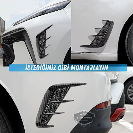 Üniversal Her Araca Uyumlu Piano Black Esnek Tampon Kaput Çamurluk Venti Izgarası Spor Görünümlü 1.Sınıf İthal Sağ Sol 2 Adet