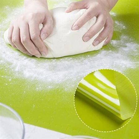 Bst® 40*50 cm Silikon Ölçekli Kullanımı Kolay Hamur Açma Matı Ekmek Mantı Makarna Hamuru Yoğurma