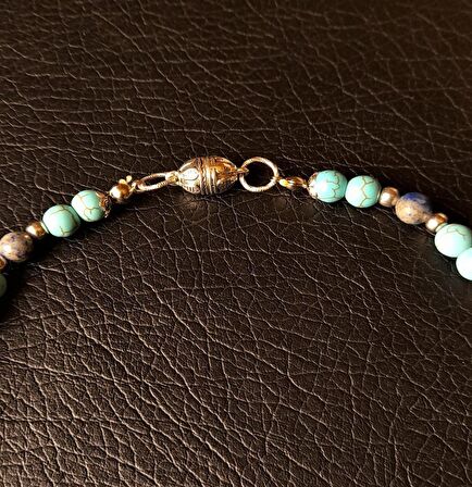 Lapis Turkuaz İki Sıralı Kolye