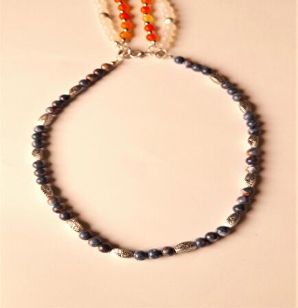 Ayrılabilen Üç Sıralı Kolye Akik Jasper