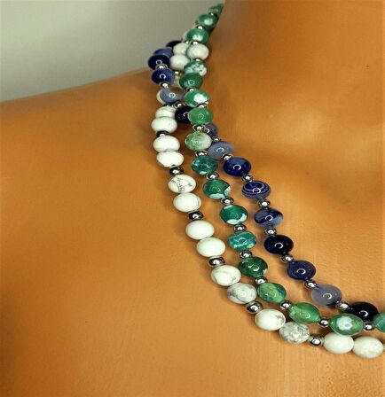 Ayrılabilen Üç Sıralı Kolye - Akik Havlit