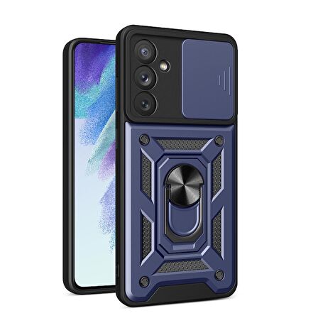 Gpack Samsung Galaxy M14 Kılıf Sert Silikon Tank Aramid Sürgülü Vega Yüzüklü