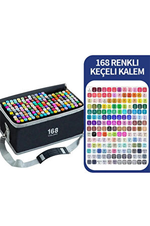 168 Renkli Çift Uçlu Kalın/İnce Uçlu Keçeli Marker Seti - Profesyonel Çizim ve Boyama