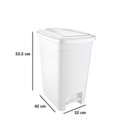Omnipazar SRL-3030 Slim Pedallı Plastik Çöp Kovası İç Kovalı 40 lt Beyaz