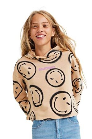 Smile Kapüşonlu Kız Çocuk Sweatshirt