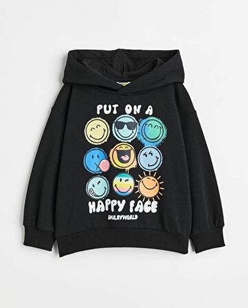 Happy Face Kapüşonlu Çocuk Sweatshirt