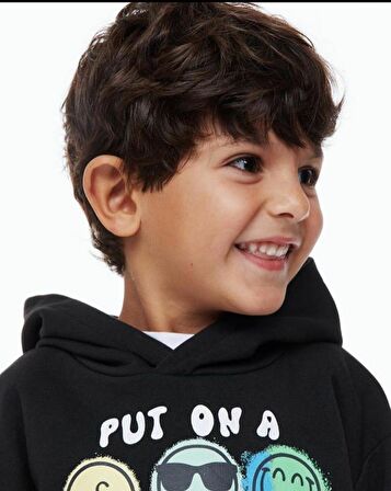 Happy Face Kapüşonlu Çocuk Sweatshirt