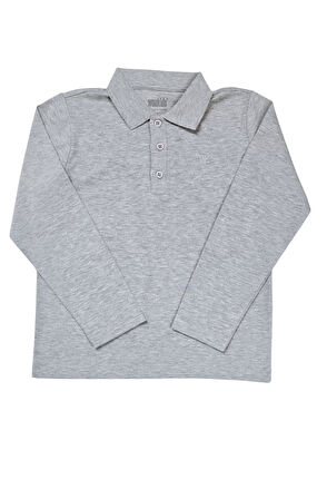 Unisex Çocuk Polo Yaka Uzun Kollu Tişört Sweatshirt