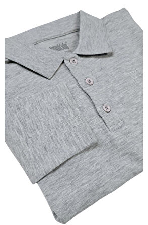 Unisex Çocuk Polo Yaka Uzun Kollu Tişört Sweatshirt