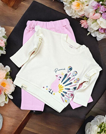 Tavus Kuşu Kız Bebek Alt Üst Takım