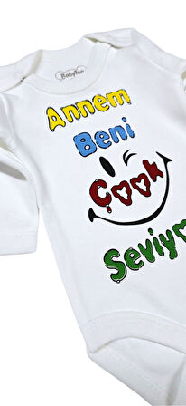 Baskılı Bebek Body Zıbın (Annem Beni Çok Seviyor)