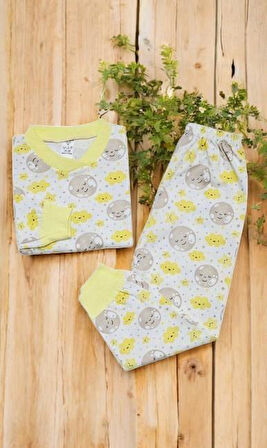 Bulut Desenli Kız Bebek Pijama Takımı