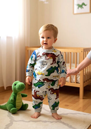 Dinazor Desenli Erkek Bebek Pijama Takım