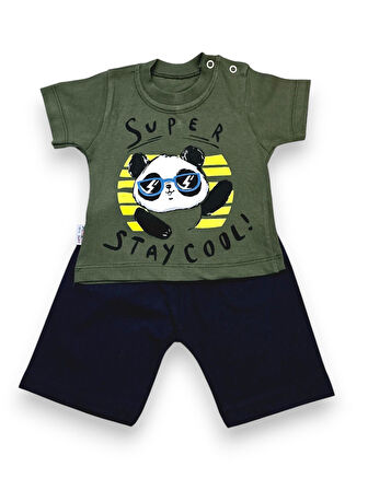 Ayıcık Desenli Erkek Bebek Şortlu Takım