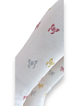 Kelebekli Simli Çocuk Külotlu Çorap - Dore  ST08584  